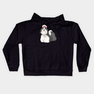 Black & White Shih Tzu Dog Kids Hoodie